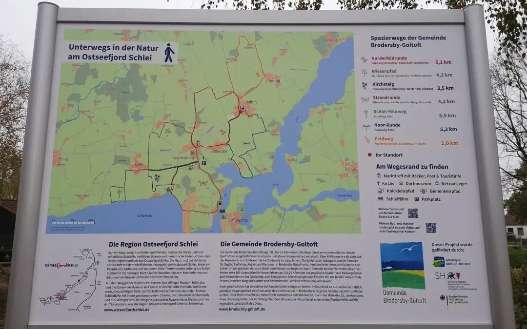 Regionale Wanderwegebeschilderung mit Brodersby-Goltoft als Pilotgemeinde